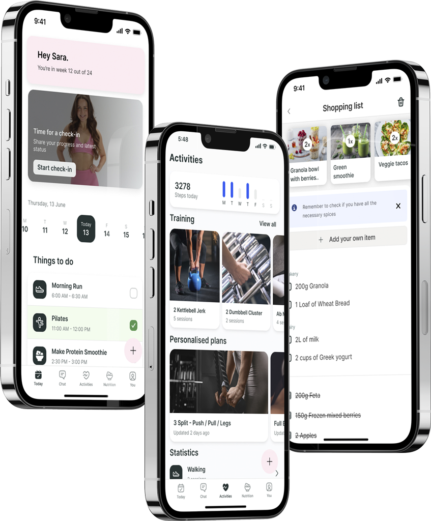 A mockup of the coaching app showcasing the features.